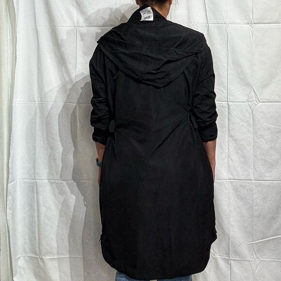 Zara Basic Dept Black Long Hooded Windbreaker Jacket Sz S - Picture 10 of 12